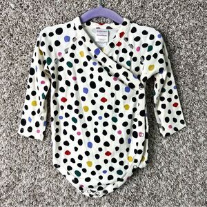 Hanna Andersson Bodysuit Baby 18-24M Colorful Polka Dots Cotton Crossover Snap